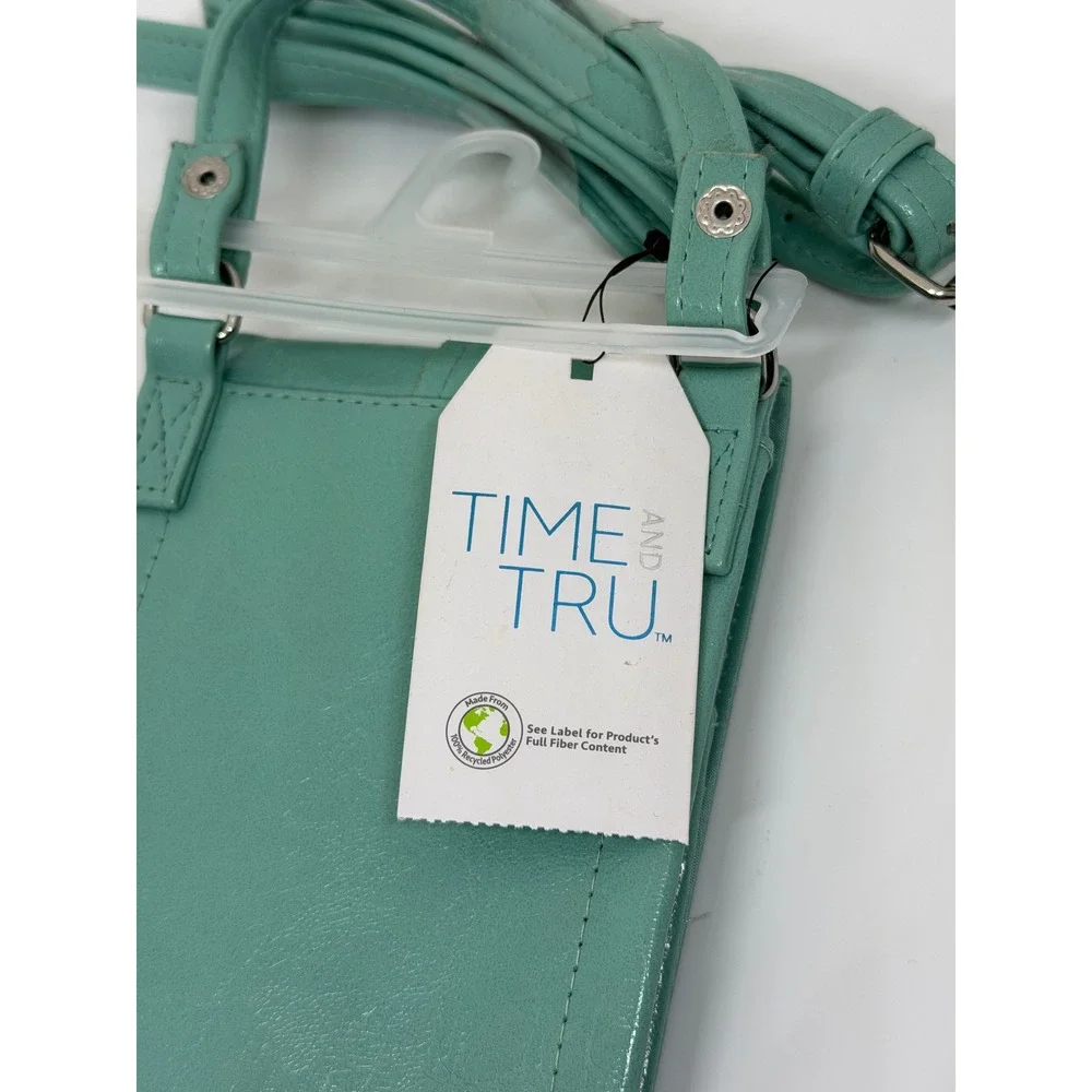 Time and Tru Crossbody Phone Wallet Teal Faux Leather Snap Travel Bag Womens NWT